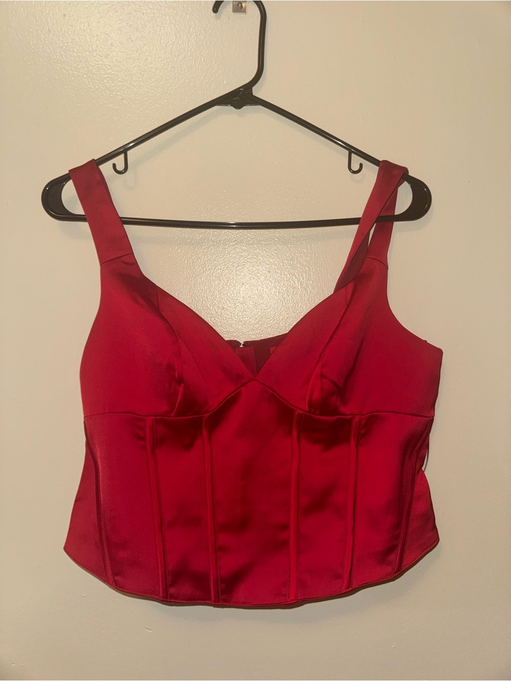 Guess Red Satin Corset-Style Tank